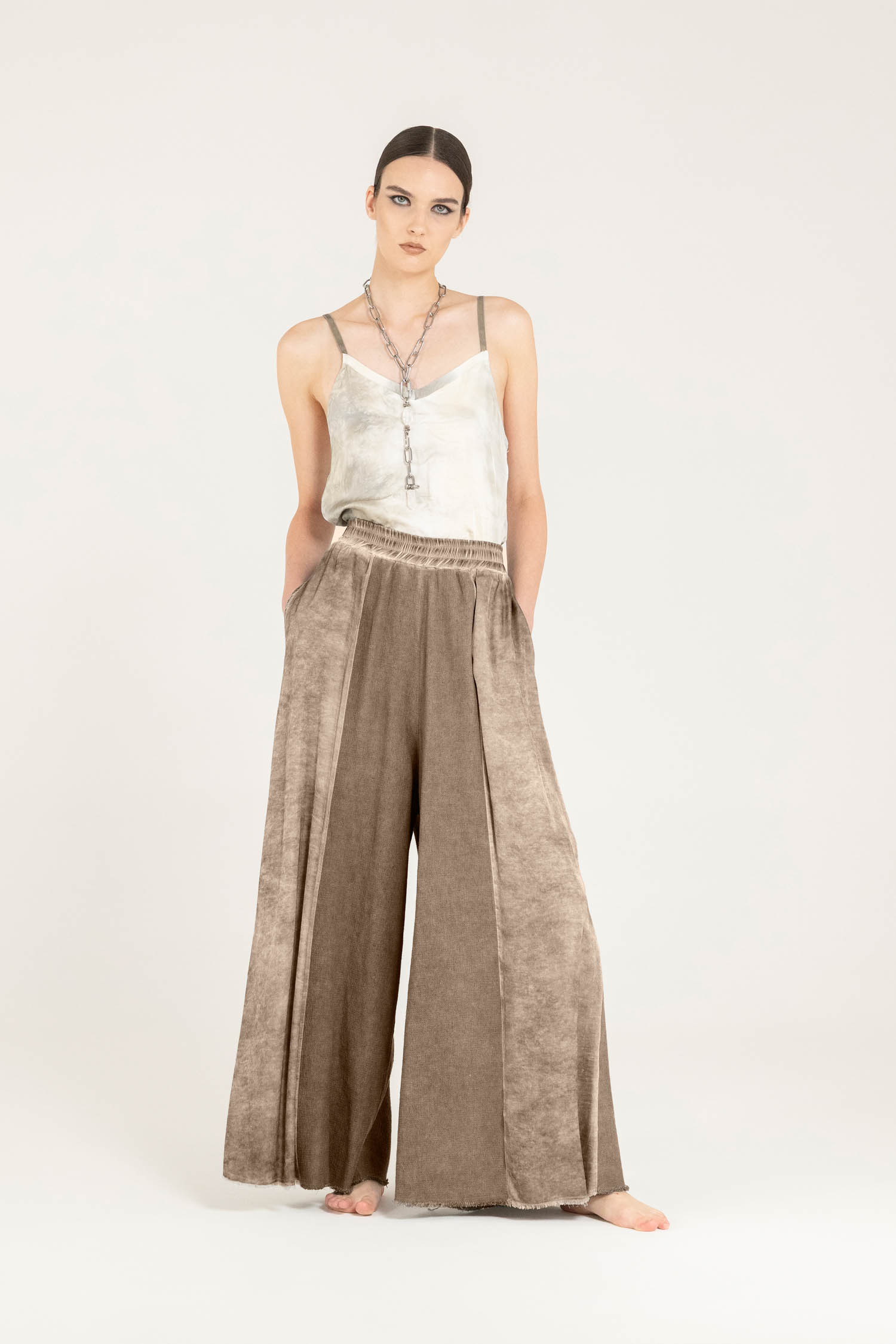 Sanctamuerte Pantaloni Palazzo Hose Baumwolle Weit