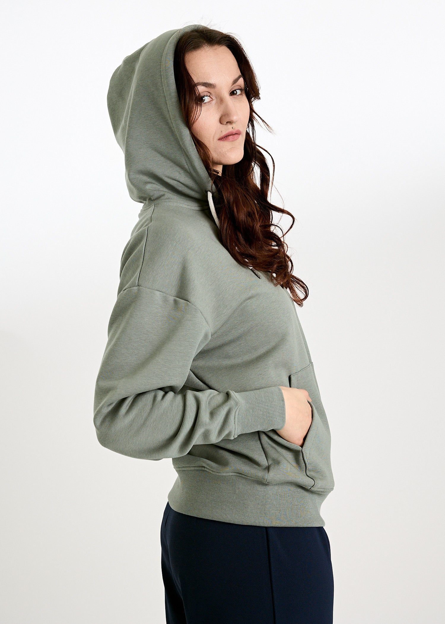 Wijld Selina Sweatjacke Damen Agave Green Kapuze Lyocell