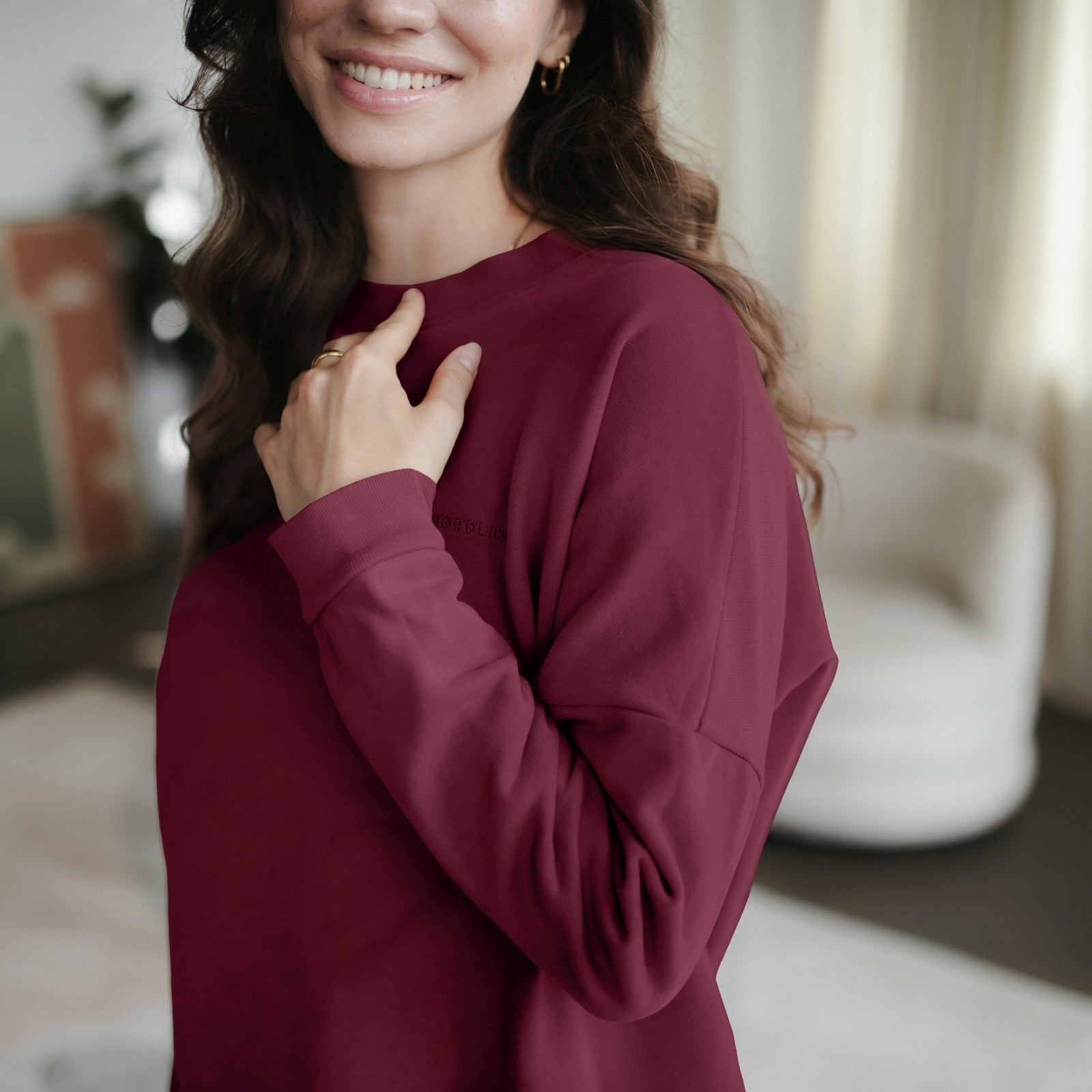 NORDLICHT Malin Sweat Kleid Rot Bio-Baumwolle