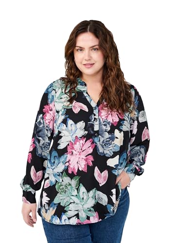 Zizzi Bluse Blumendruck Langarm Rüschenkragen 42-60