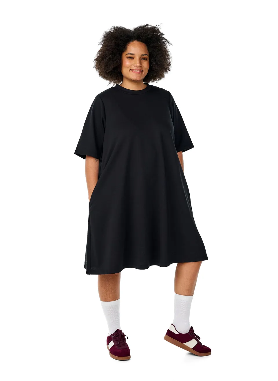 Zizzi Kleid Kurzarm Jersey Rundhals A-Linie Große Größen