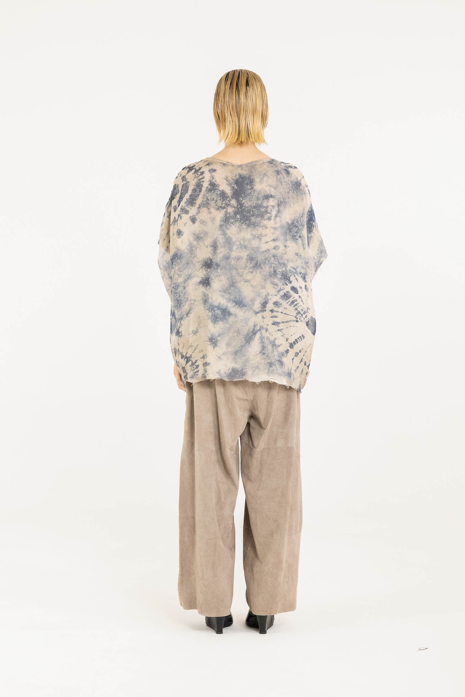 Sanctamuerte T-Shirt Over Langarm Viskose Seide Batik