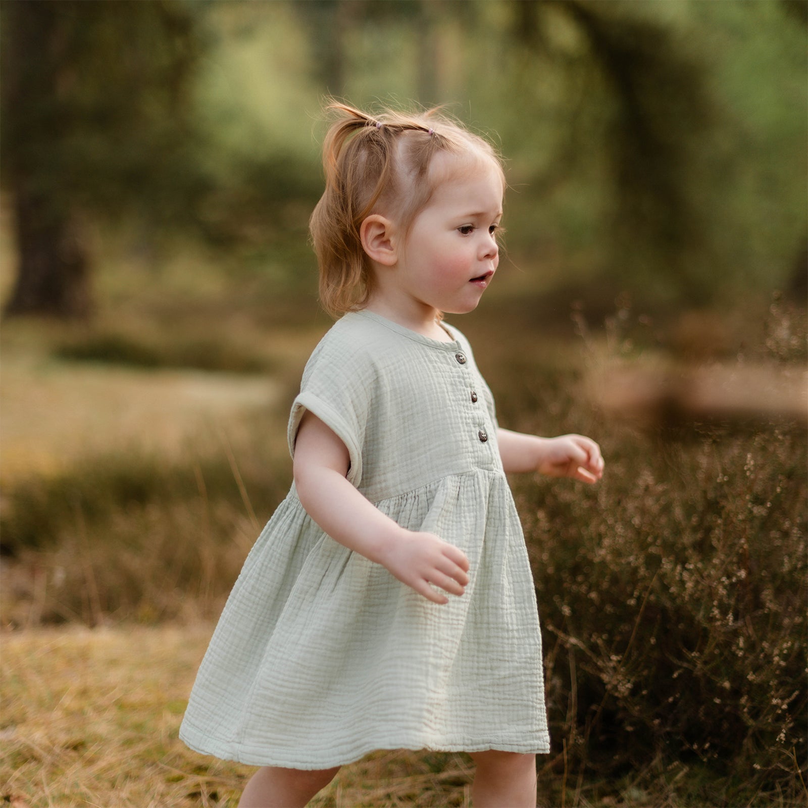 Nordlicht Alma Musselin Kleid Kinder Grün 62/68 Bio-Baumwolle