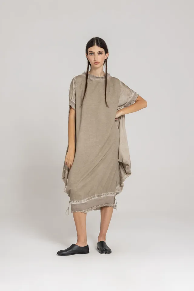 Sanctamuerte Abiti Abito Felpa Kleid Baumwolle Lang Kurzarm
