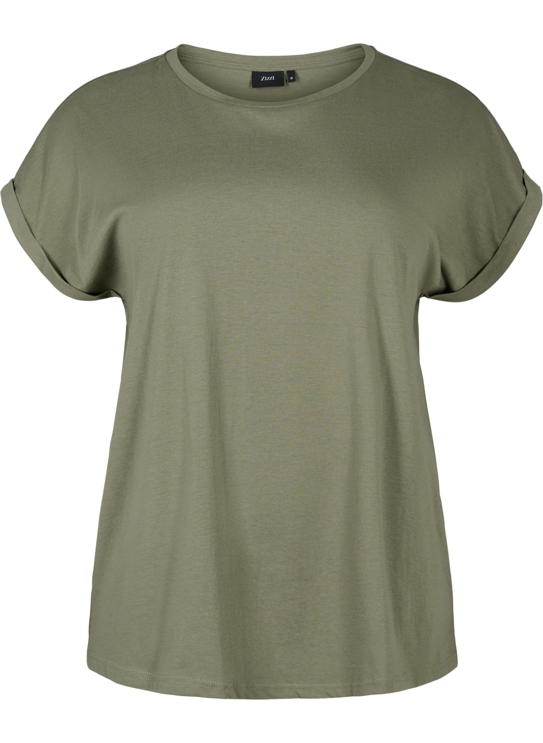 Zizzi T-Shirt 2er Pack Damen Rundhals Dusty Olive