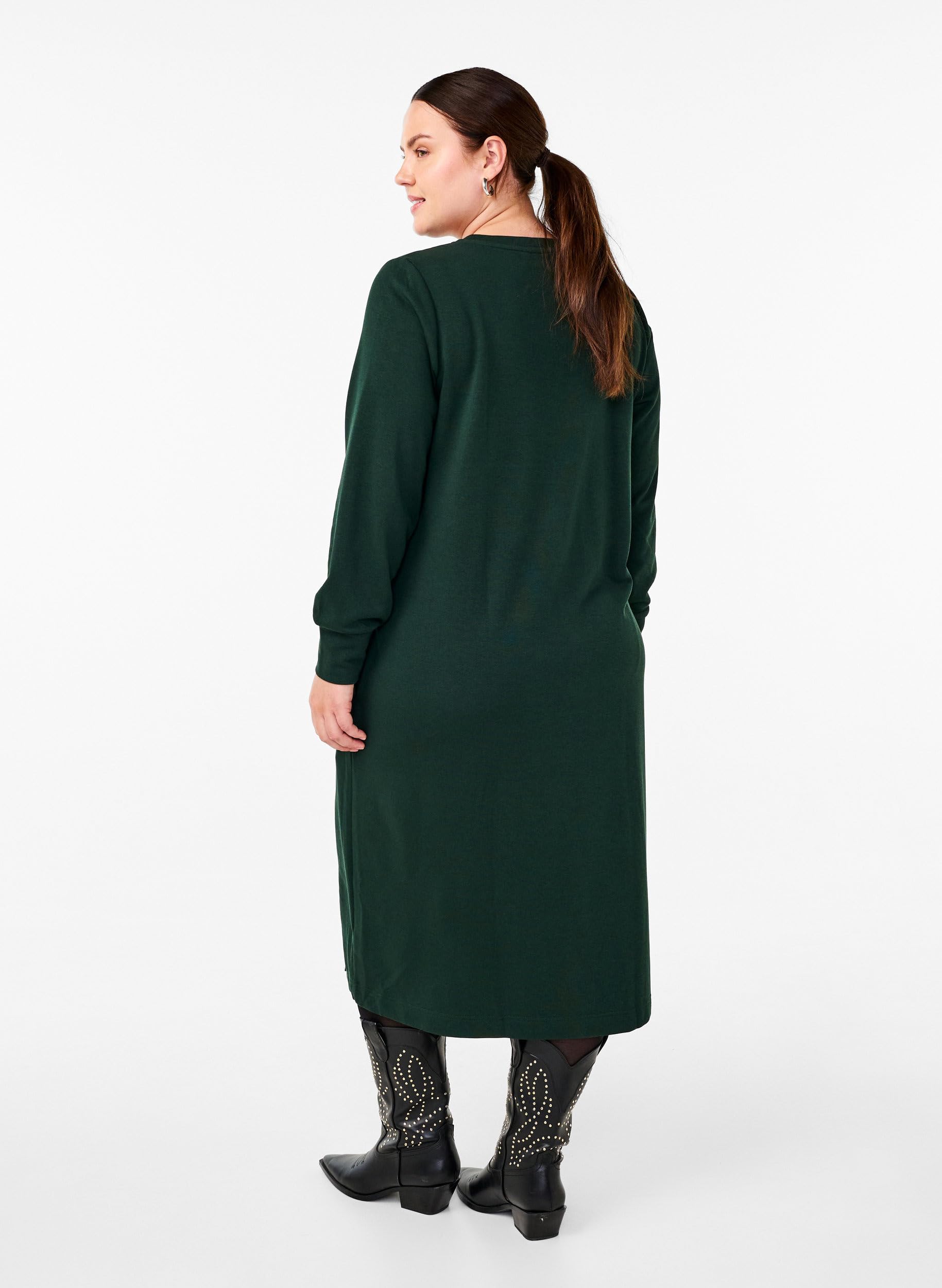 Zizzi Sweats Sweatshirtkleid Baumwollmix mit Taschen Große Größen