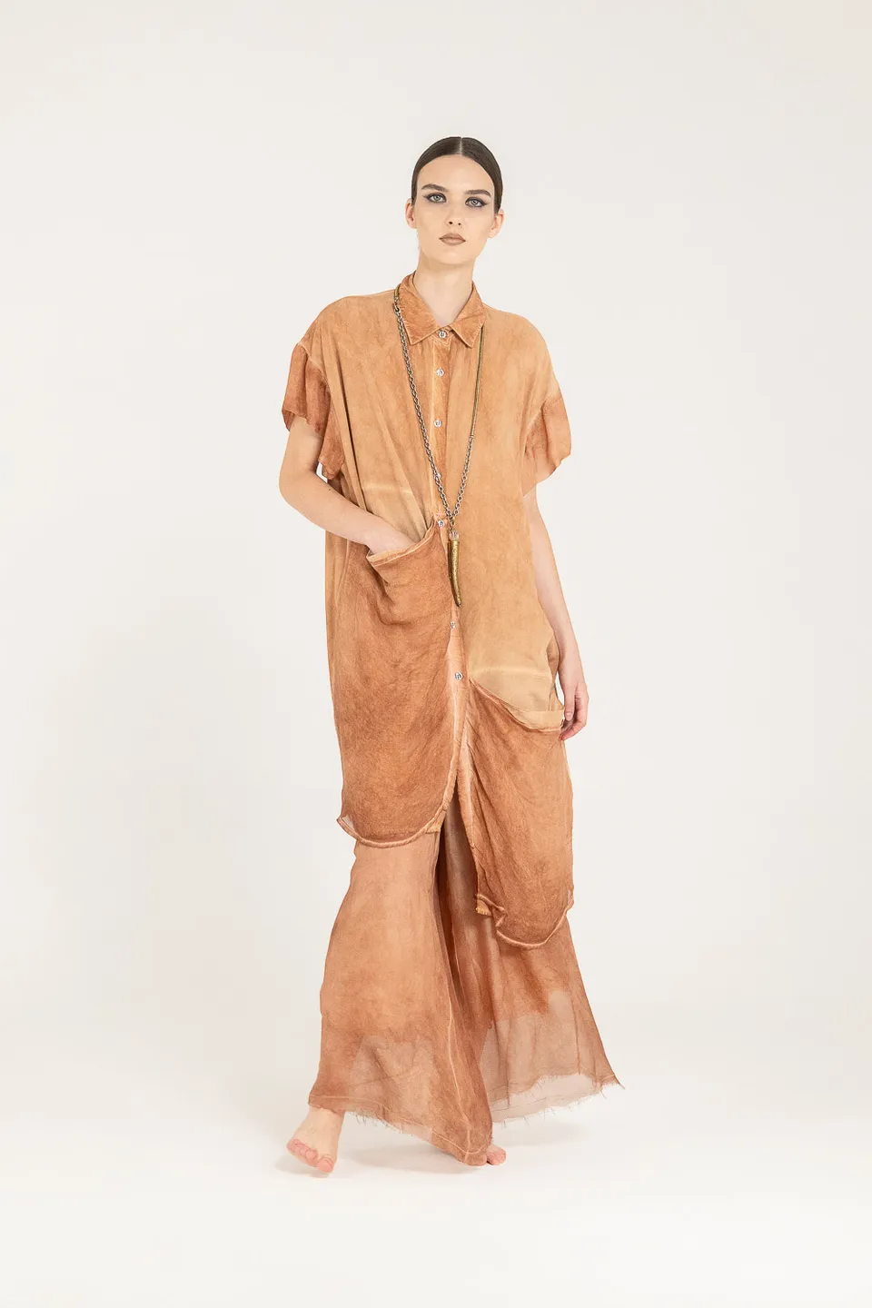 Sanctamuerte Abiti Chemisier Kleid asymmetrisch Viskose