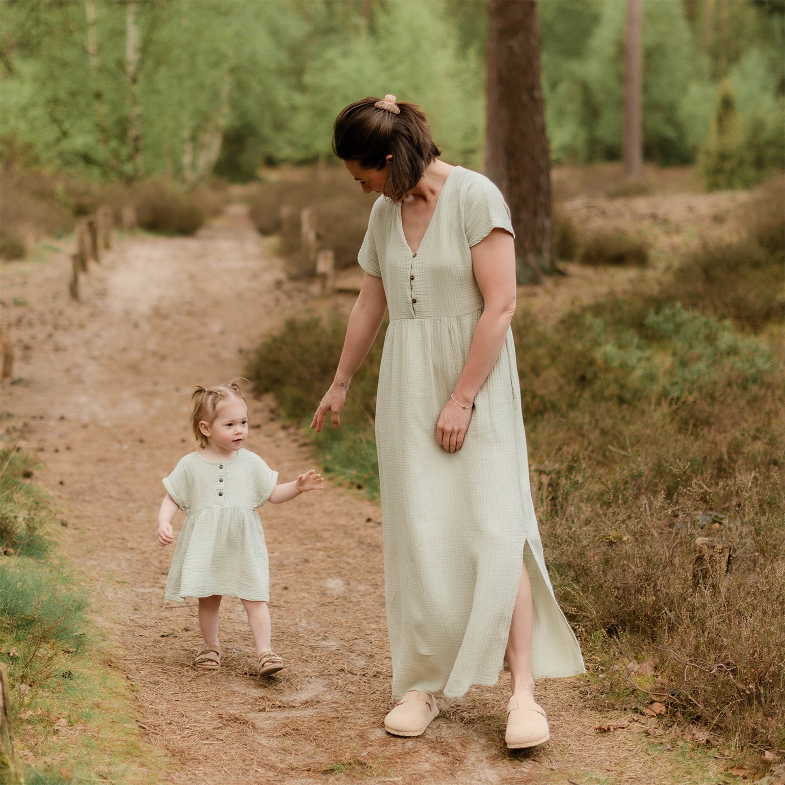 Nordlicht Alma Musselin Kleid Kinder Grün 62/68 Bio-Baumwolle