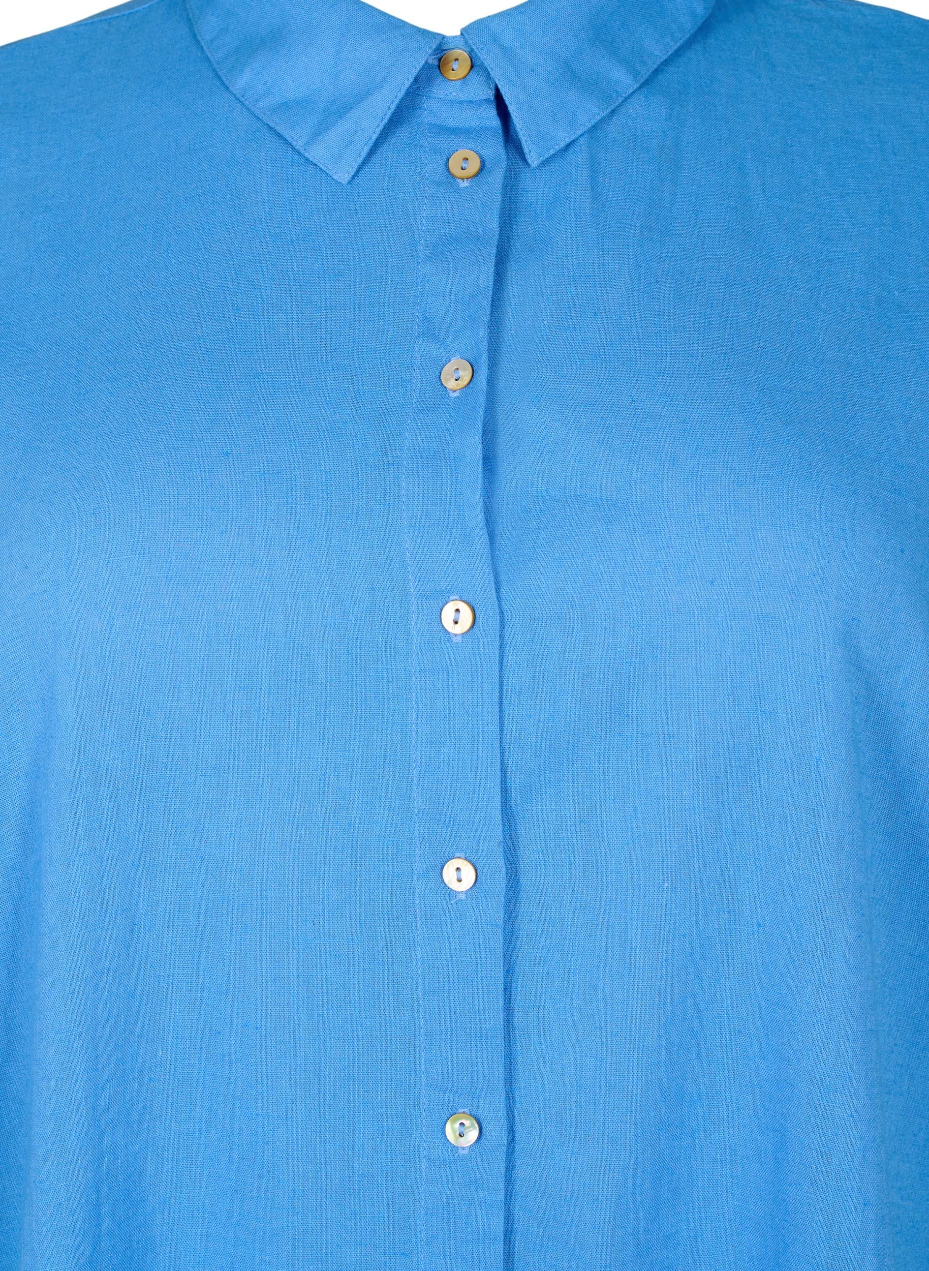 Zizzi Blouses & Shirts Hemd Kurzarm Baumwolle Leinen Plus Size