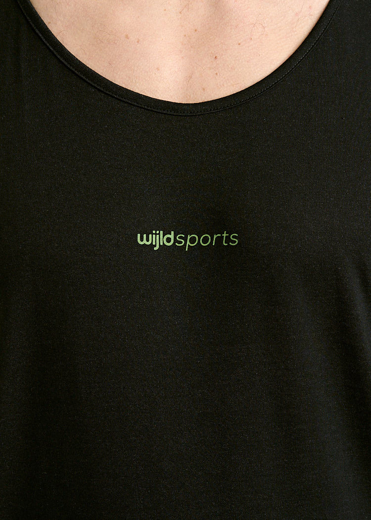 Wijld Peter Sport Tank Top Herren Schwarz Grün Lyocell