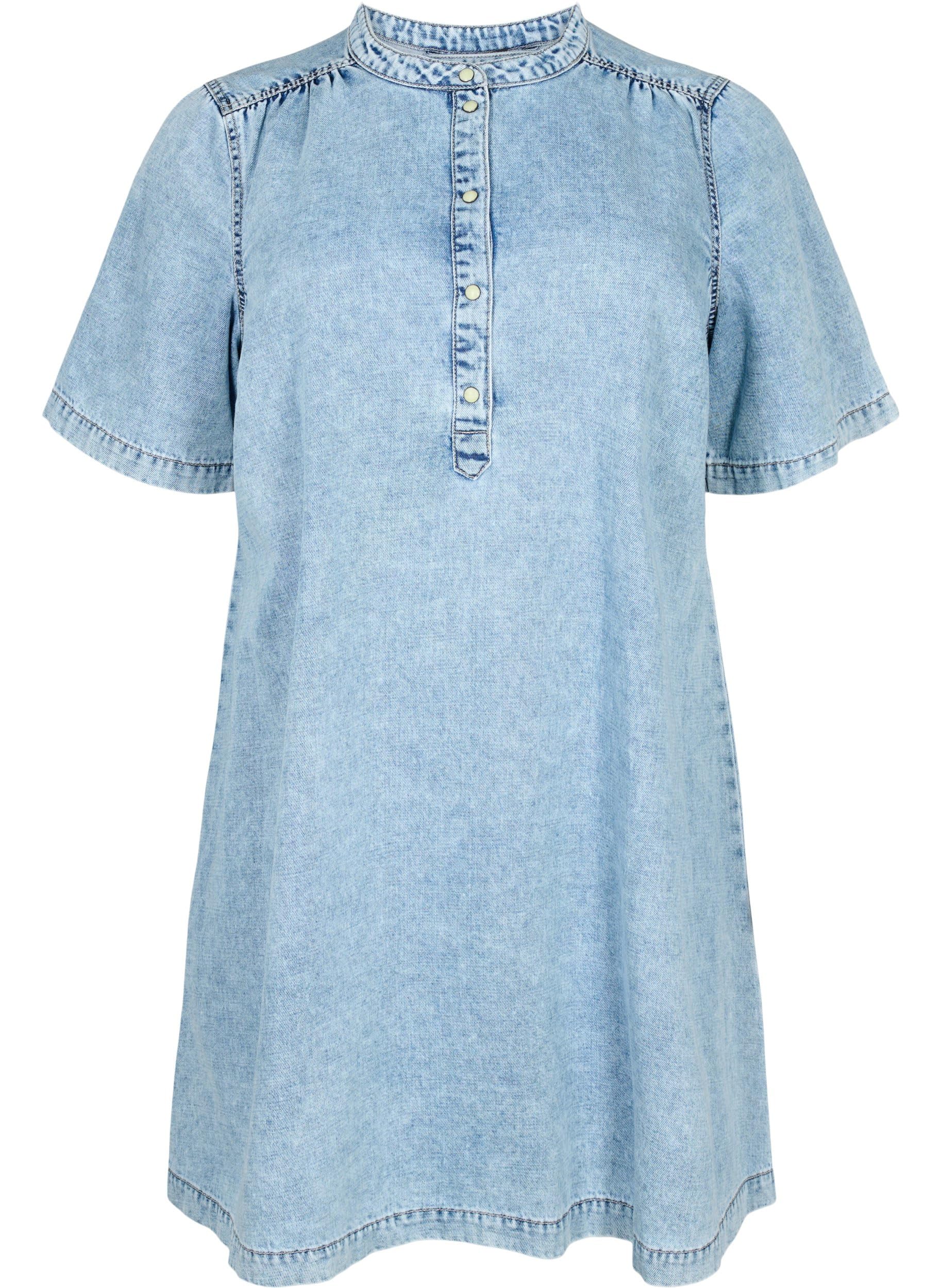 Zizzi Dresses Kleid Denim Kurzarm Baumwolle 42-60