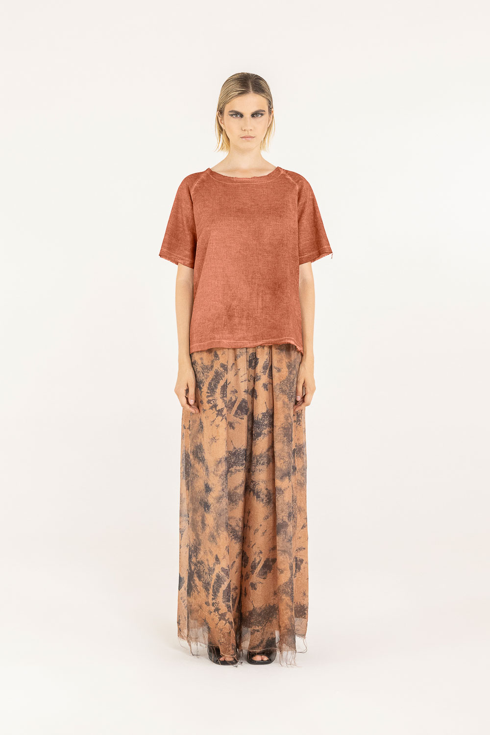 Sanctamuerte T-Shirt Ampia Shirt Musselin-Baumwolle weit