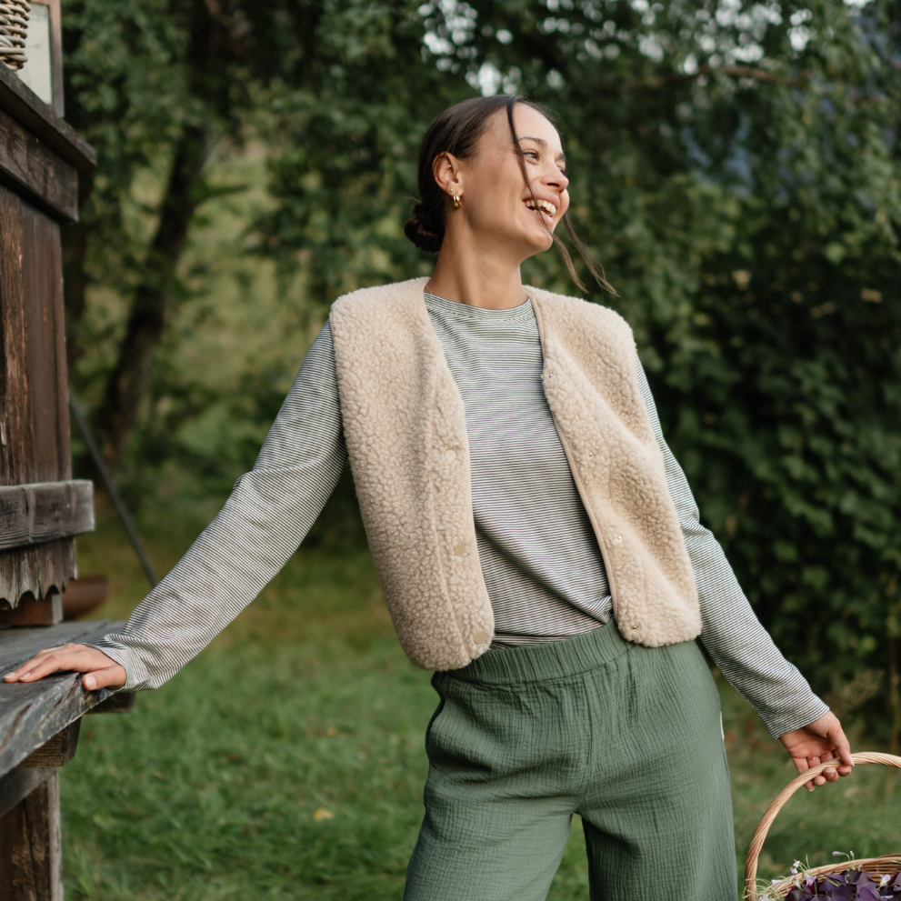 NORDLICHT Alva Oversize Langarmshirt Grün gestreift