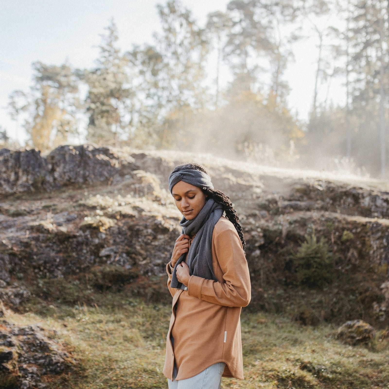 NORDLICHT Lene Stirnband Grau Bio-Baumwolle