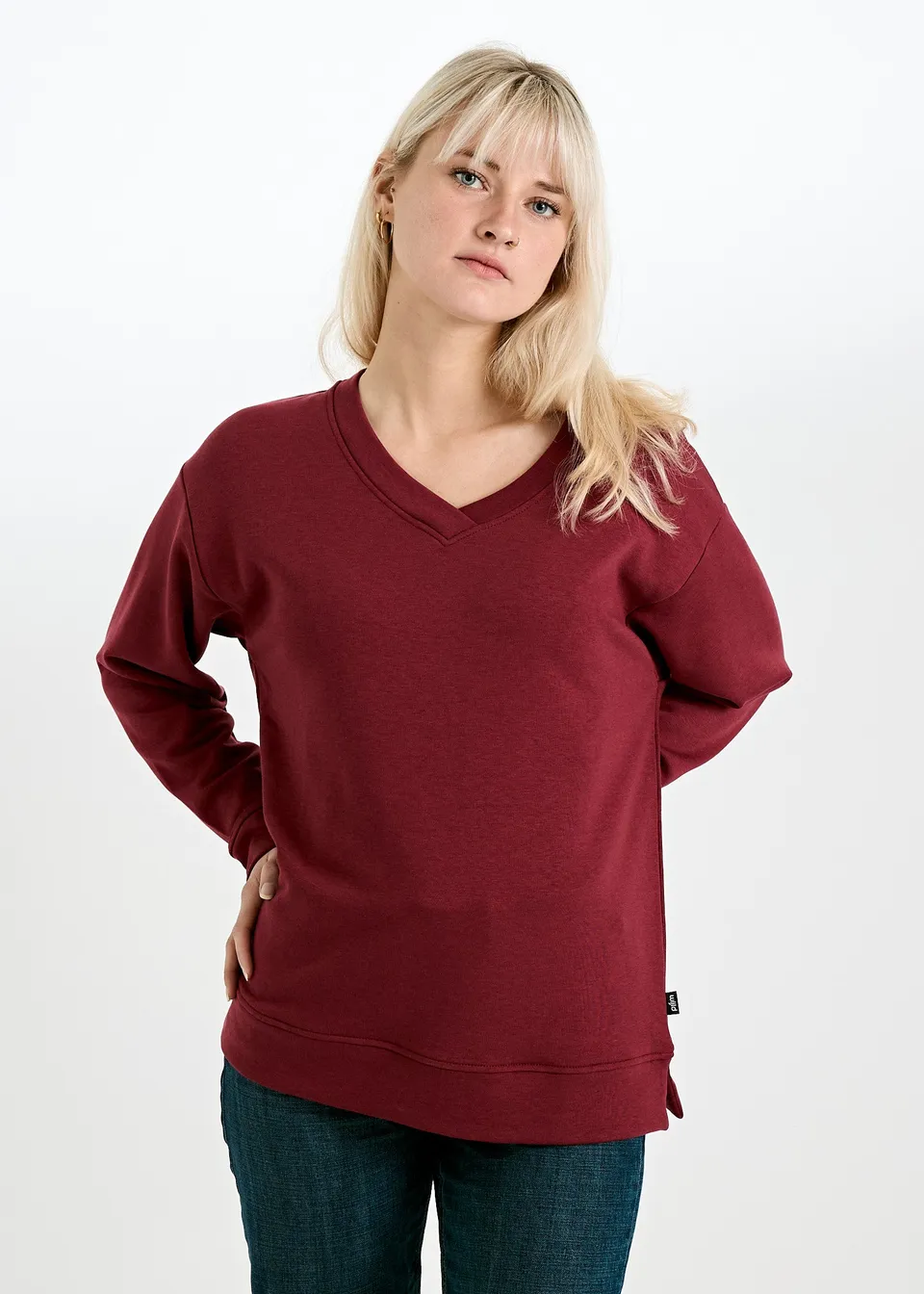 Wijld Ada Tibetan Red Damen Sweater V-Ausschnitt
