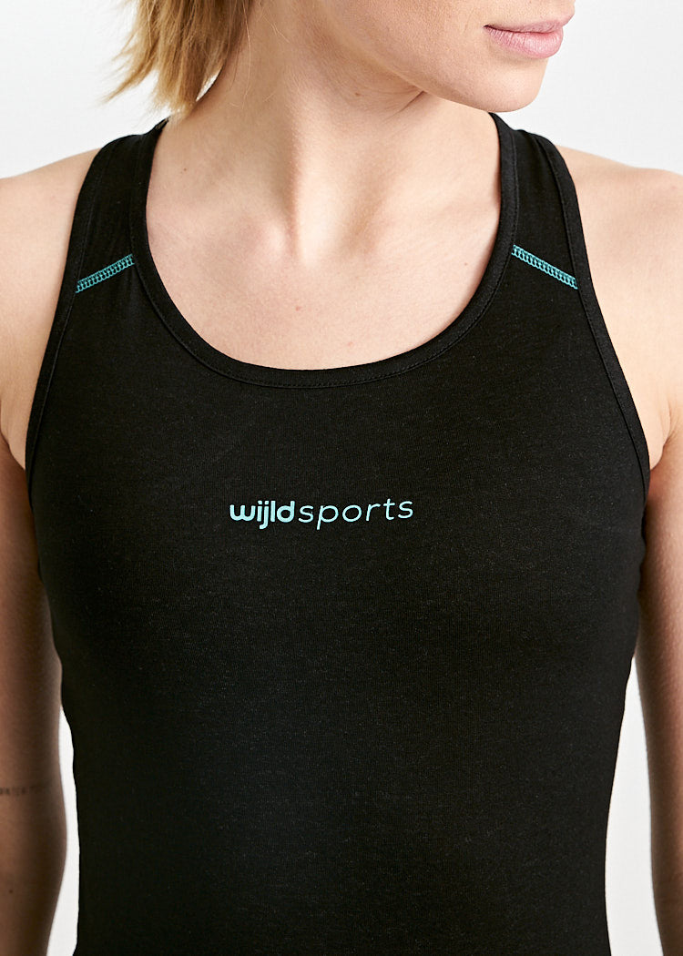 Wijld Top Marga Damen Sportshirt Black Blue Lyocell