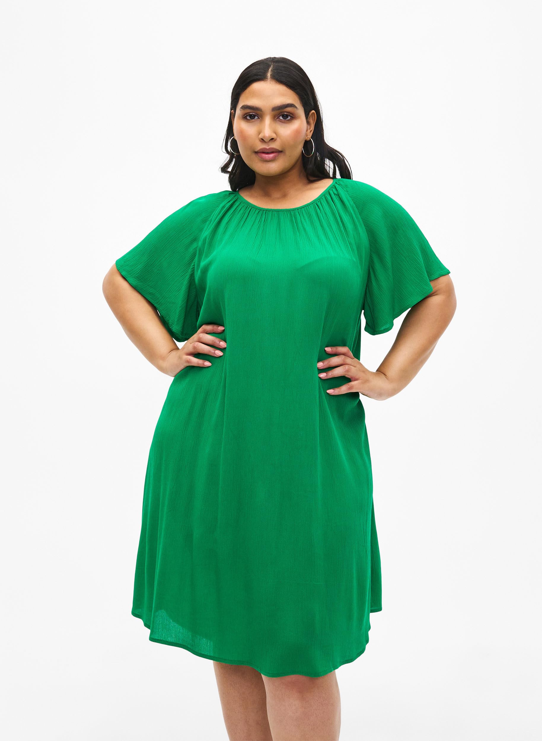 Zizzi Kleid Viskose Rundhals Kurzarm Schwarz 50-52