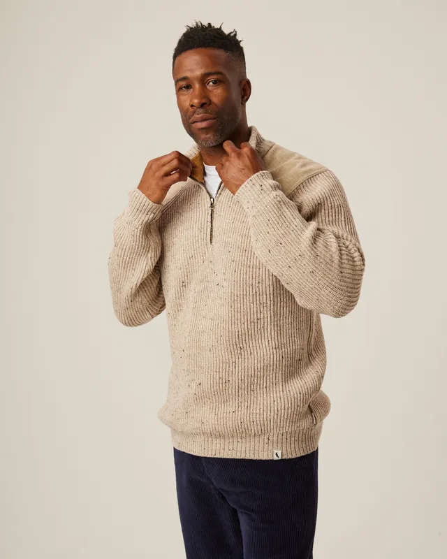 Peregrine Foxton Quarter Zip Jumper Merino Olive
