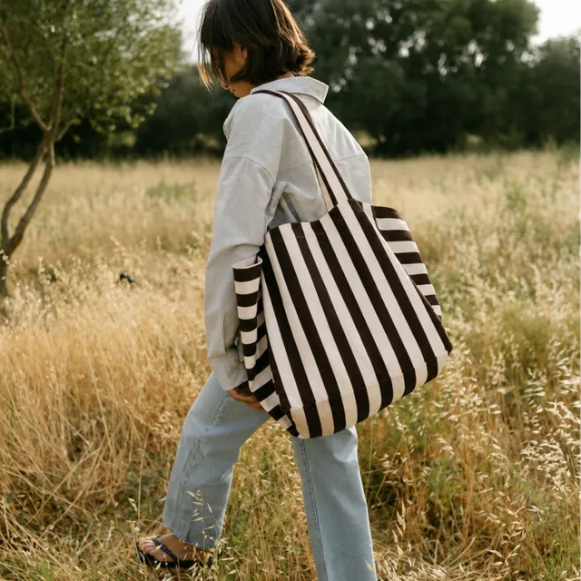 NORDLICHT Kiki Shopper Streifen Braun Bio-Baumwolle