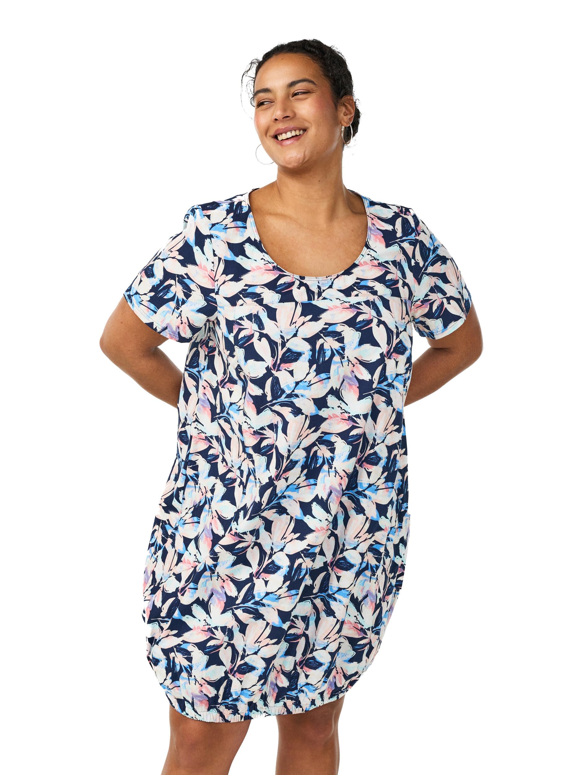 Zizzi Kleid Kurzarm Print Gr. 42-56 Große Größen Sommer