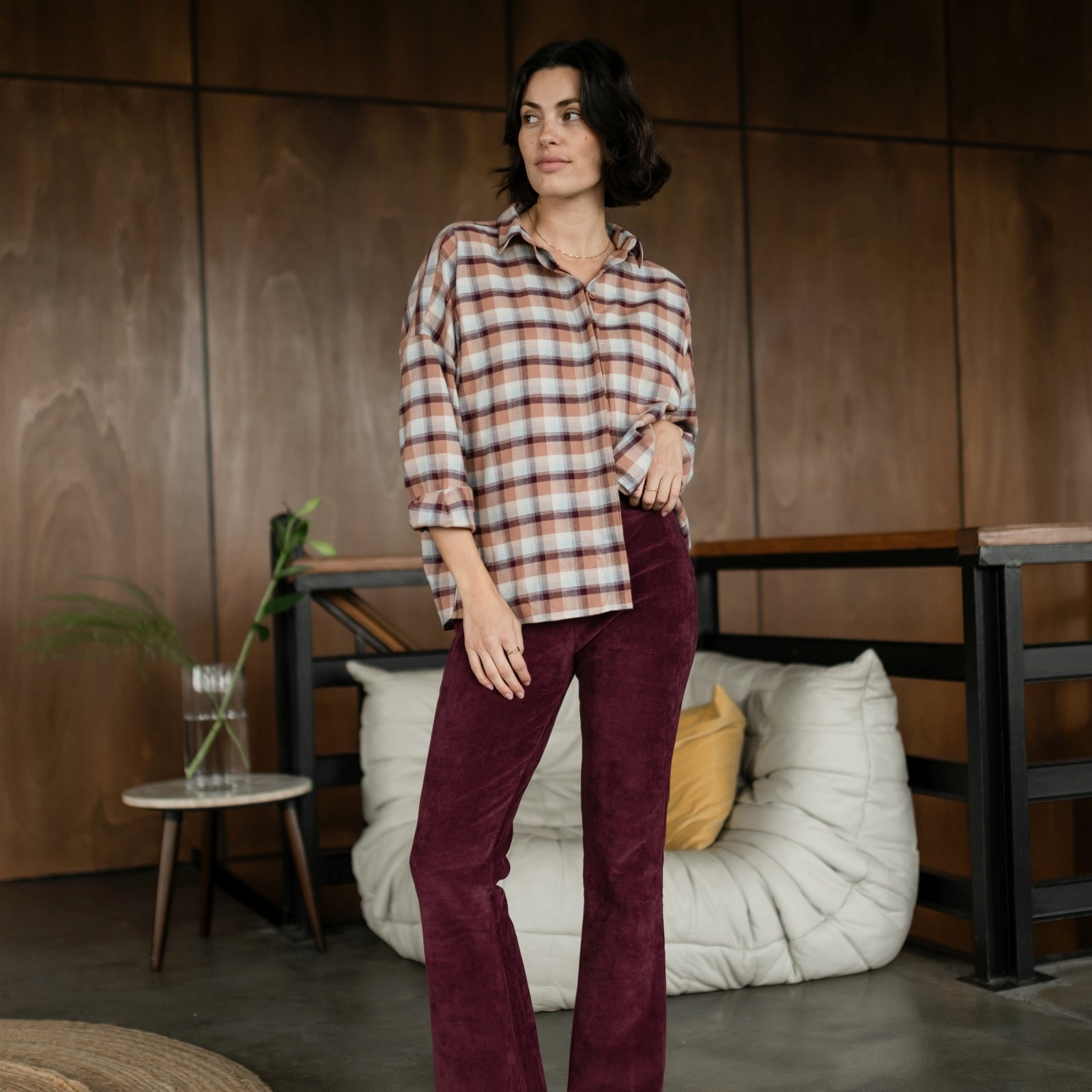 NORDLICHT Hosen Lilja Jersey-Cordhose Rot Bio-Baumwolle