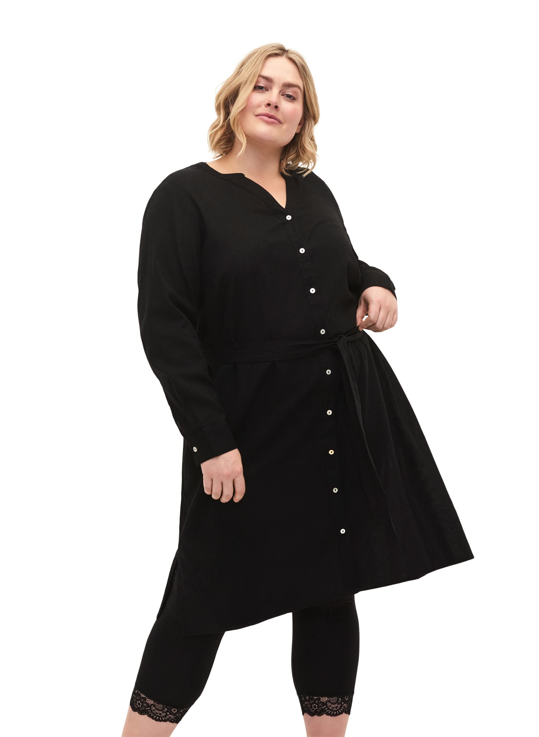 Zizzi Dresses Hemdkleid Langarm Baumwolle Hemdkleid