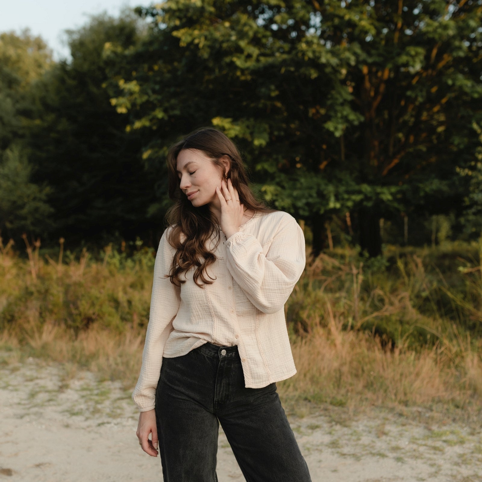 Nordlicht Emi Musselin Bluse natur Langarm Bio-Baumwolle