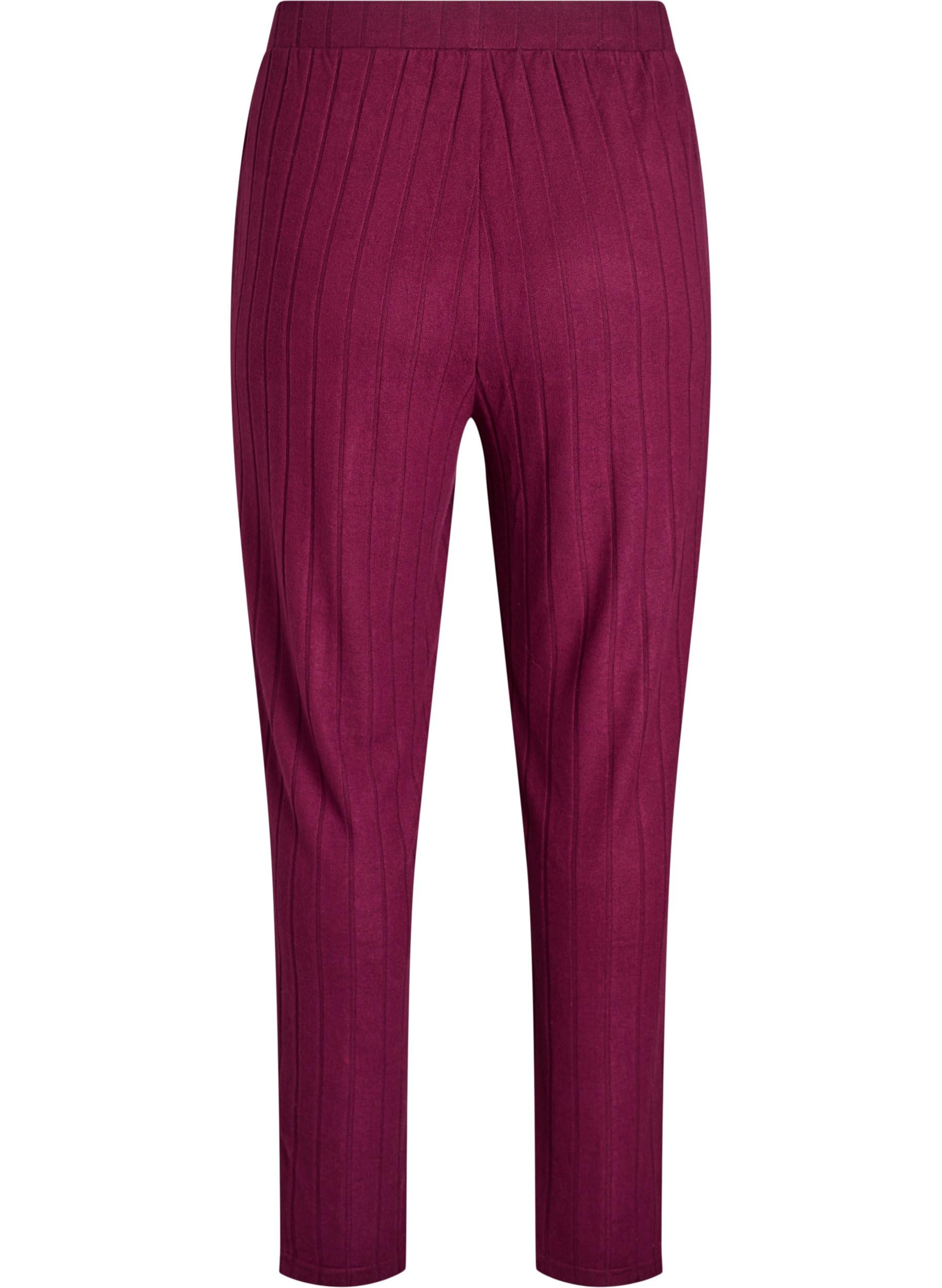 Zizzi Hose Viskose Streifen elastischer Bund Stoffhose
