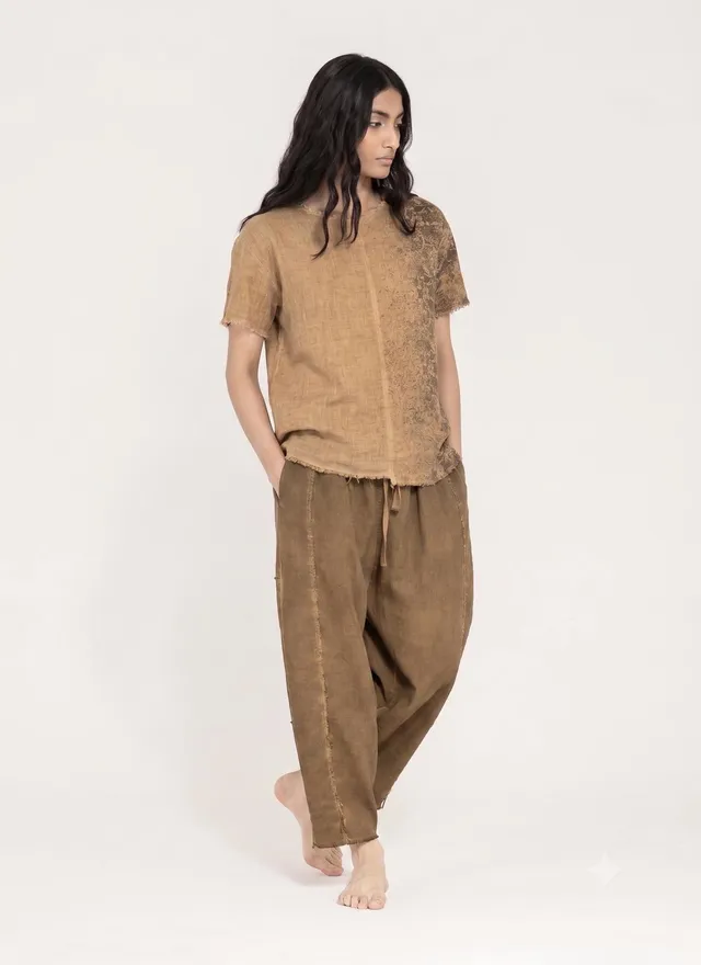 Sanctamuerte T-Shirt Leinen semi-oversize Degradé-Verlauf
