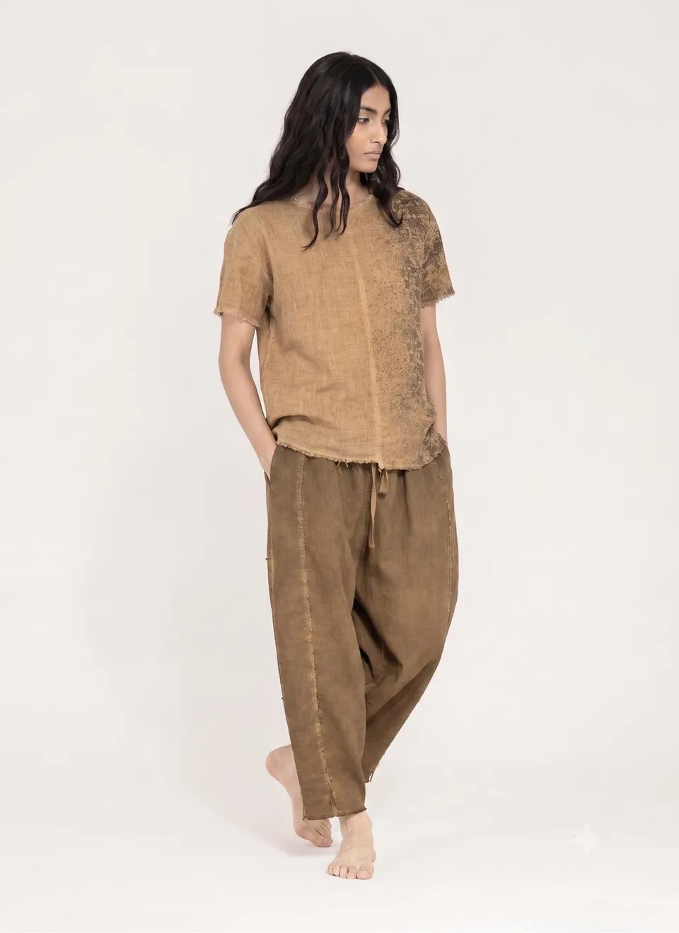 Sanctamuerte T-Shirt Leinen semi-oversize Degradé-Verlauf