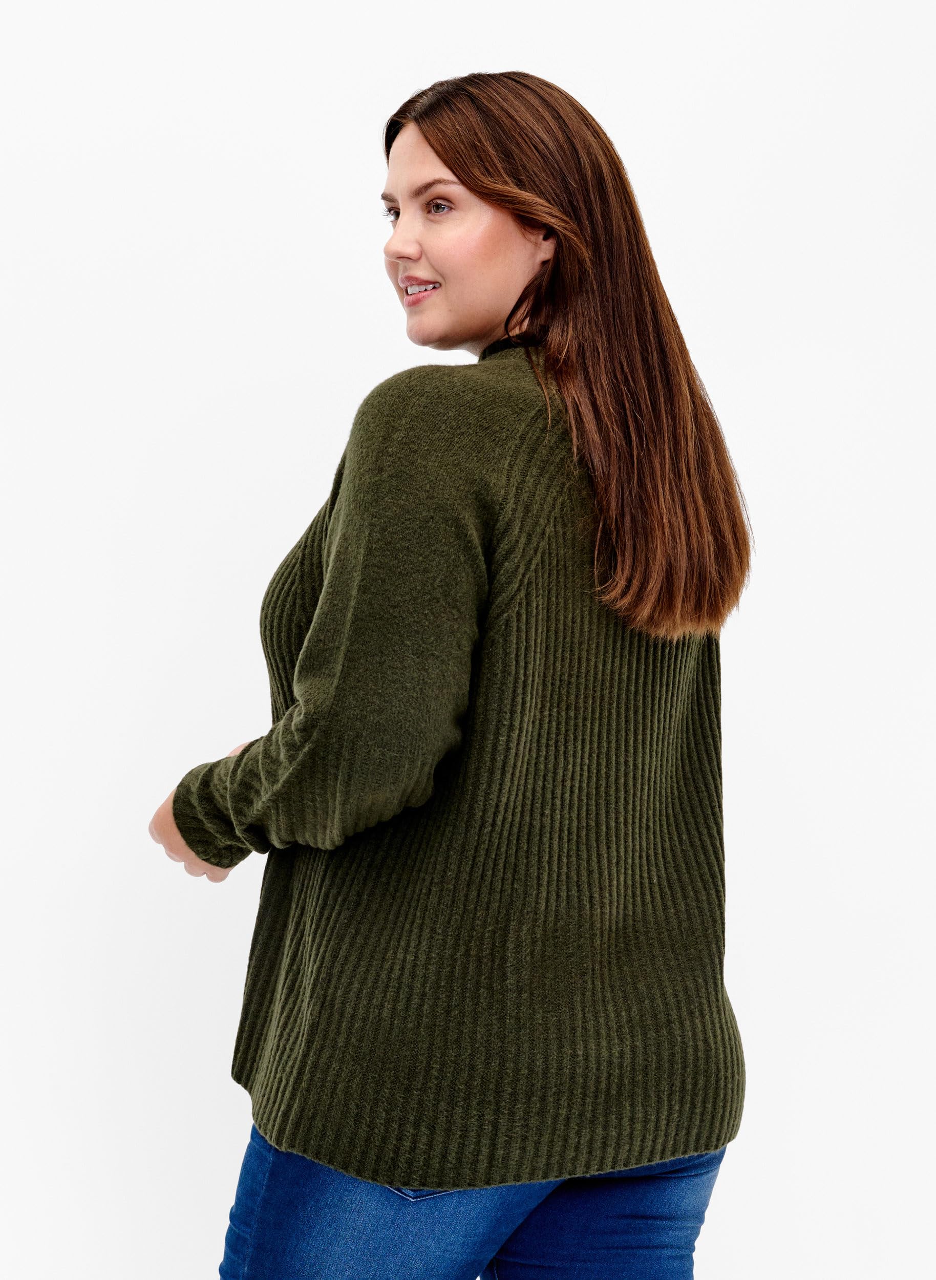 Zizzi Cardigans Strickbluse Wolle Stehkragen Große Größen