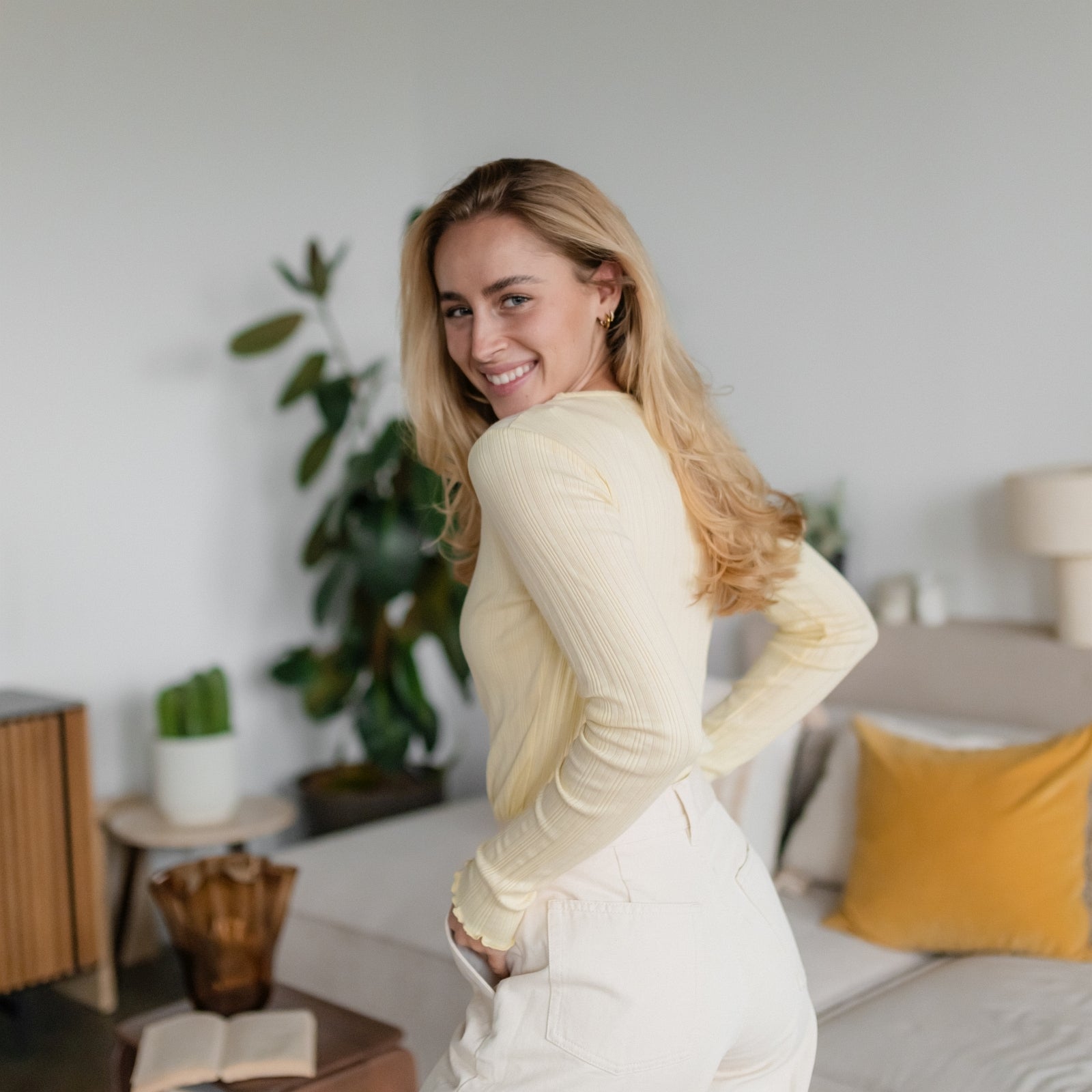 NORDLICHT Maja Langarmshirt Damen Gelb Bio-Baumwolle