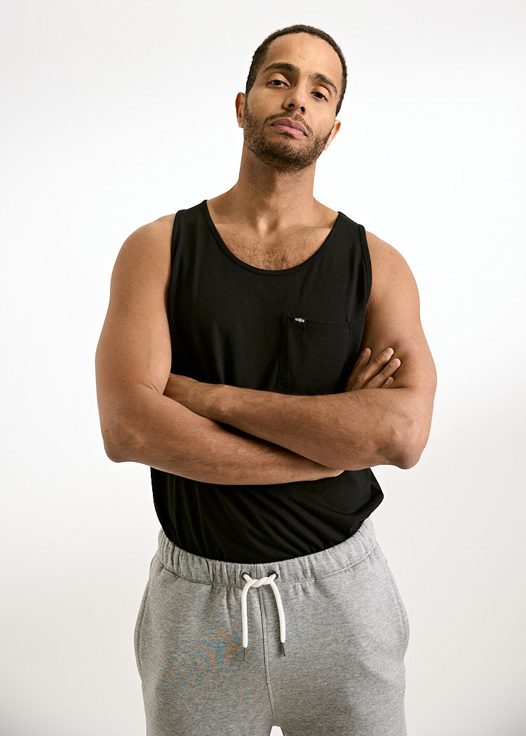 Wijld Michel Black Herren Tank Top Schwarz Brusttasche