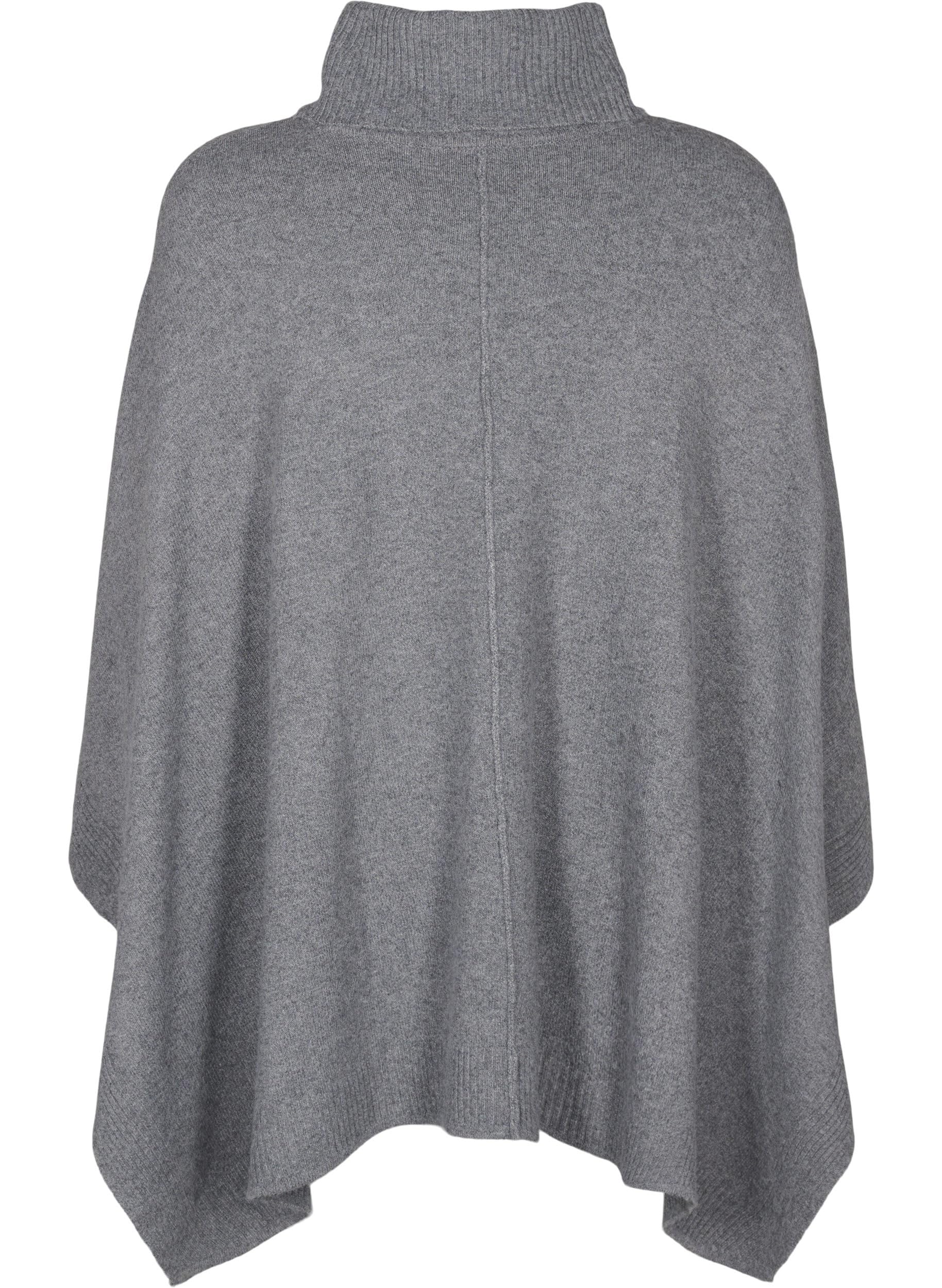Zizzi Poncho Rollkragen Strickponcho Große Größen