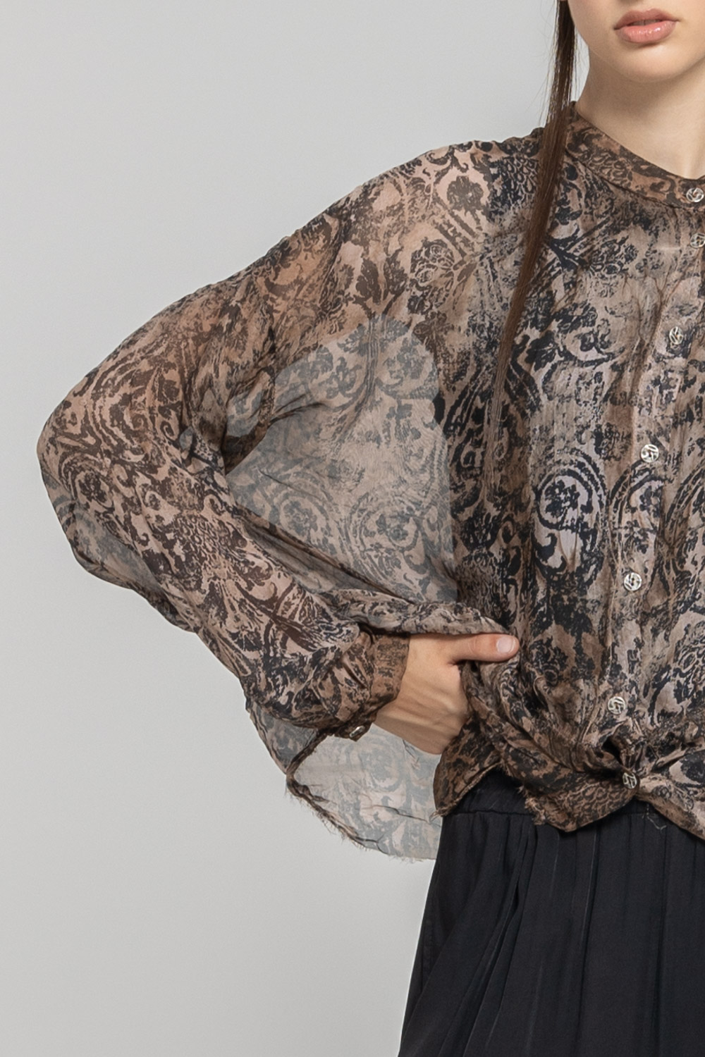 Sanctamuerte Camicie Camicia Over Bluse Viskose-Seide kurz