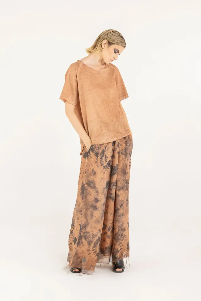 Sanctamuerte T-Shirt Ampia Shirt Musselin-Baumwolle weit