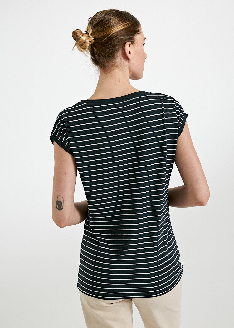 Wijld Elena Stripes Blue Damen Shirt aus Holz locker