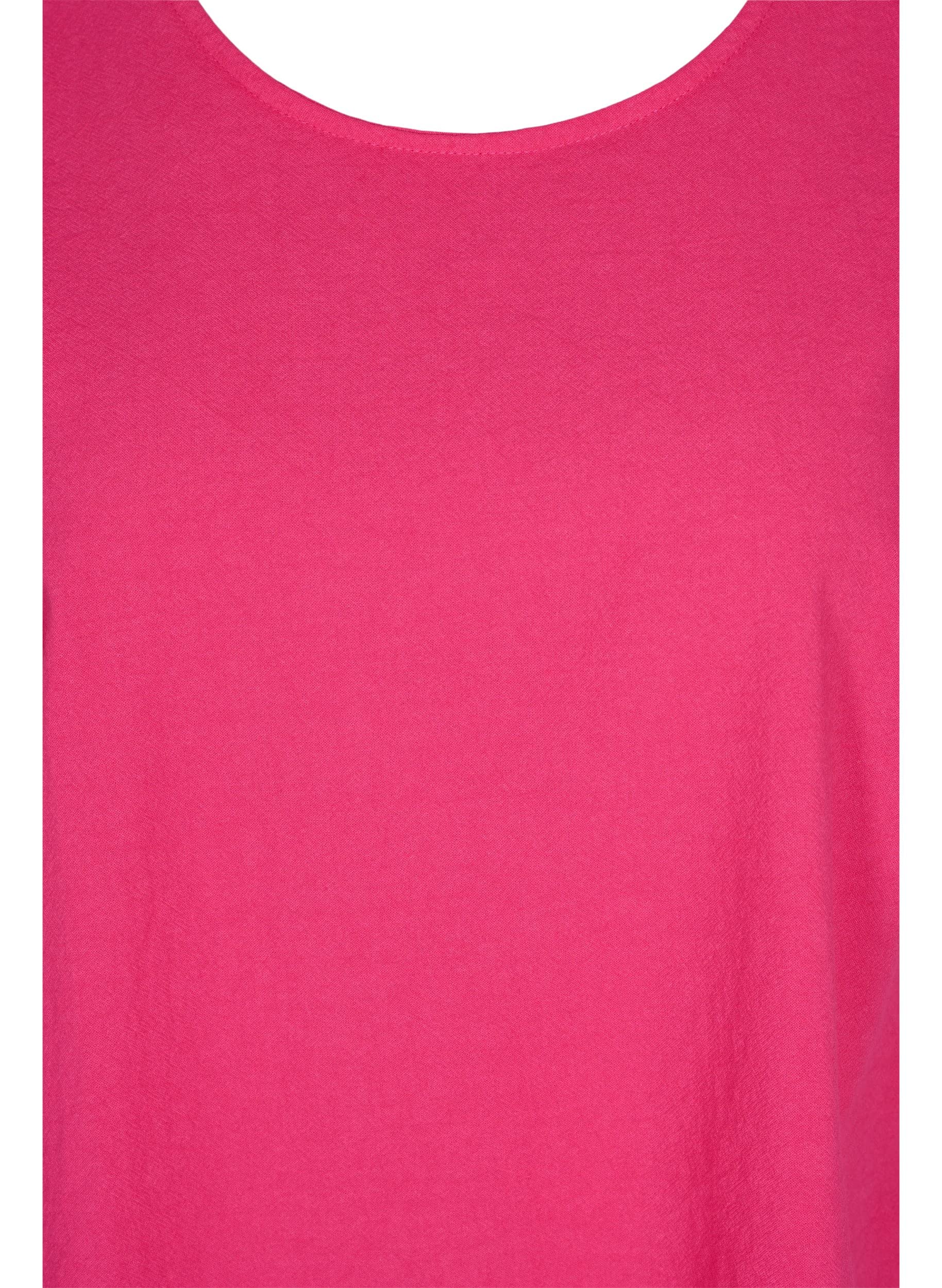 Zizzi Baumwolltop Damen Rundhals Top 100% Baumwolle A-Linie