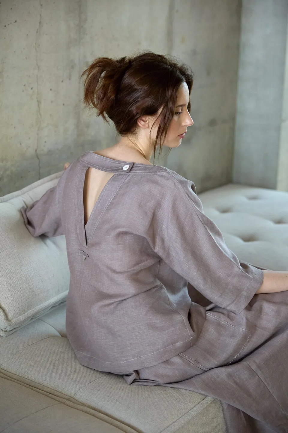Christiane Strobel MARGEAUX Shirt Bluse Tencel-Leinen weit