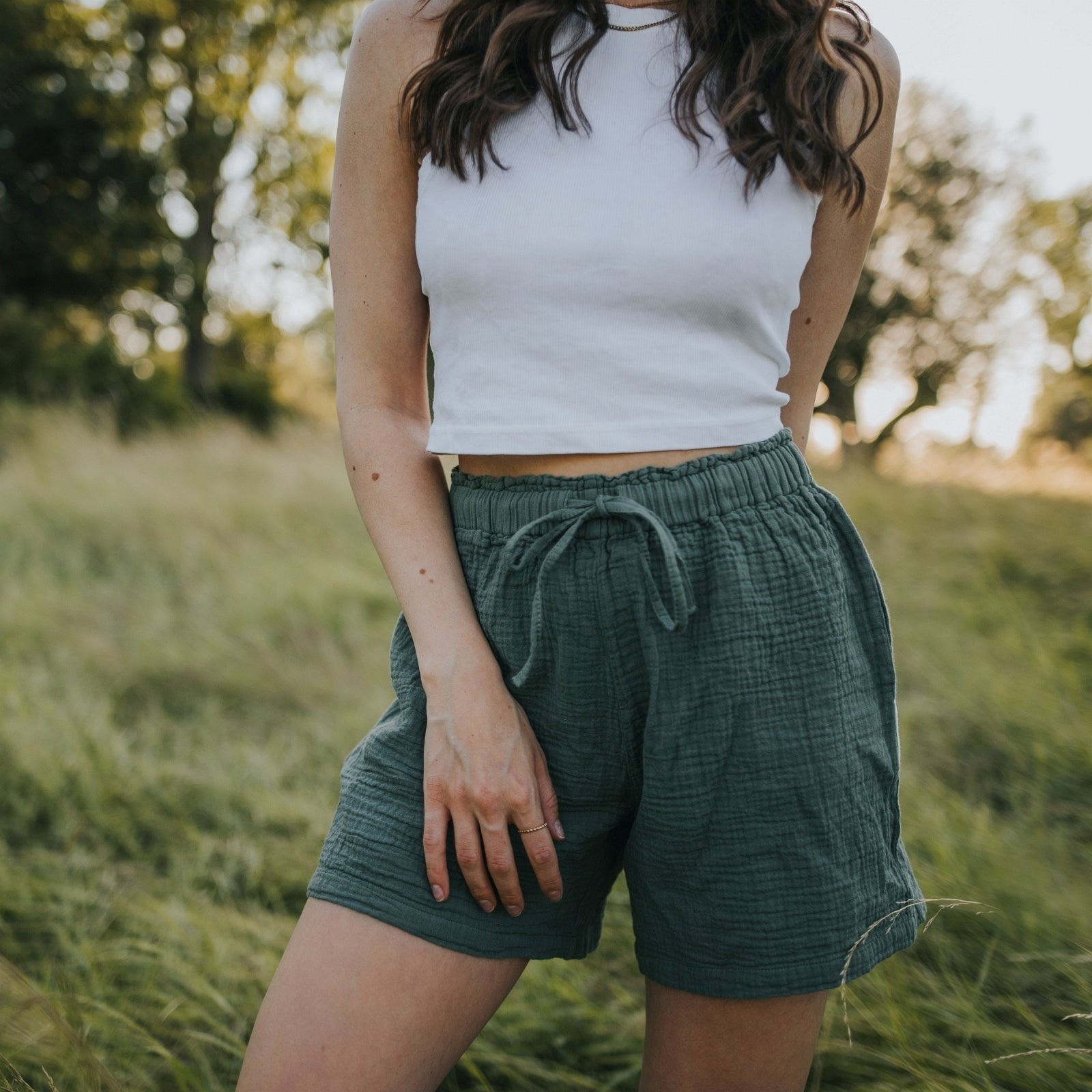 Nordlicht Leja Musselin Shorts Damen Grün locker