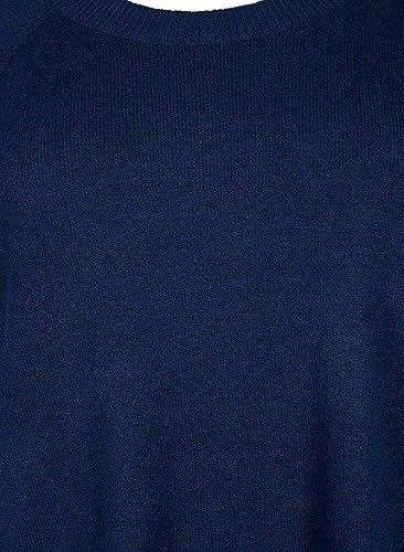 Zizzi Strickkleid Damen Melange Rundhals Knöpfe locker