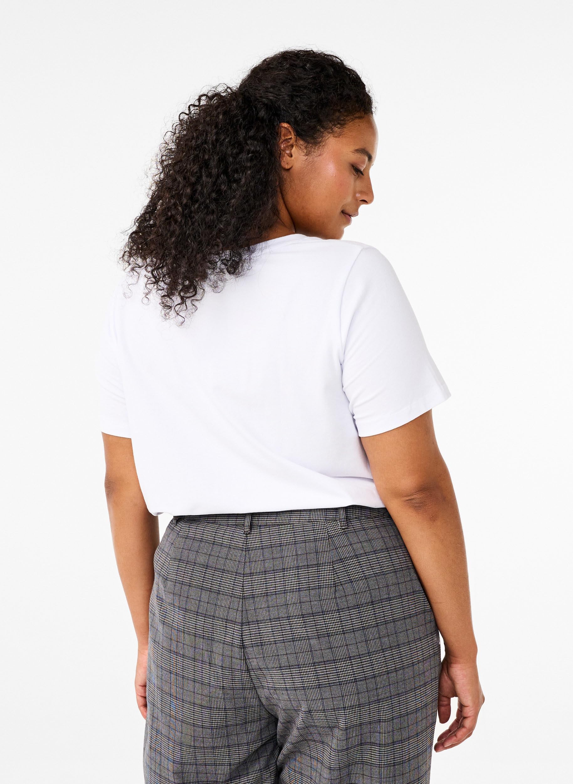 Zizzi T-Shirt Basic Damen Kurzarm V-Ausschnitt Baumwolle