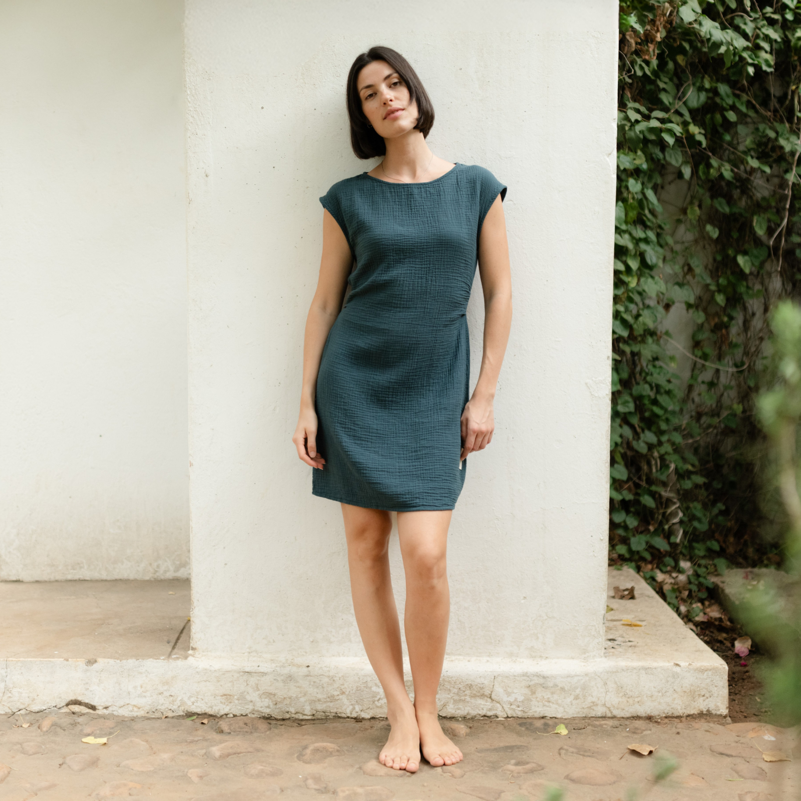 Nordlicht Jule Musselin Kleid Damen Grün M Bio-Baumwolle