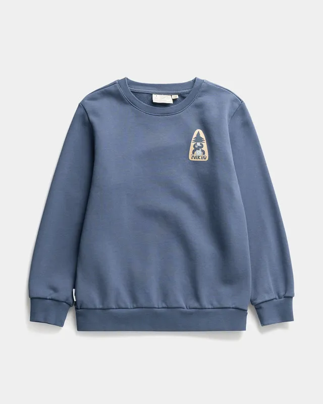 NIKIN TreeSweater Anniversary Kids Pullover Slate Blue Bio-Baumwolle