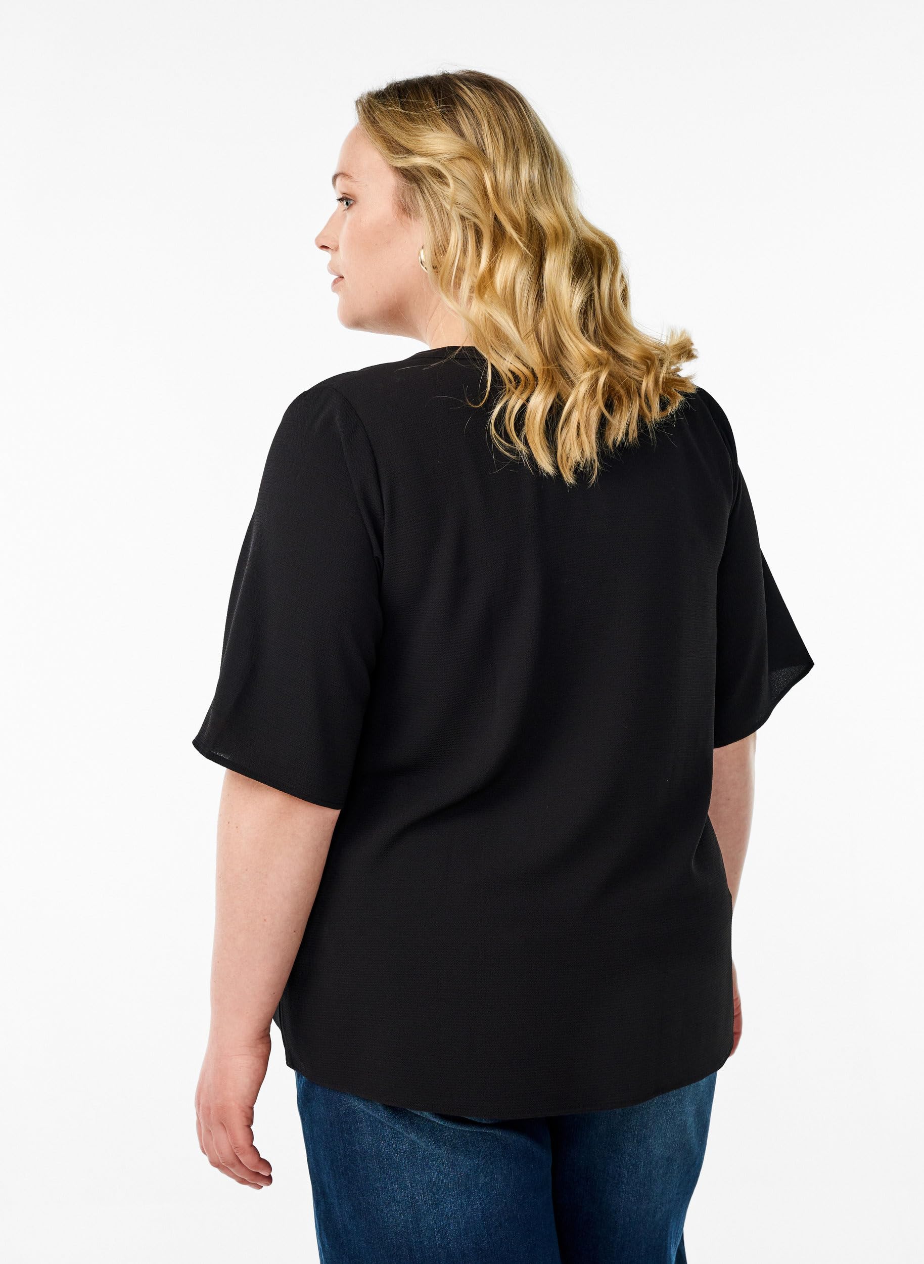 Zizzi Blouses & Shirts Bluse Kurzarm V-Ausschnitt Uni 42-60
