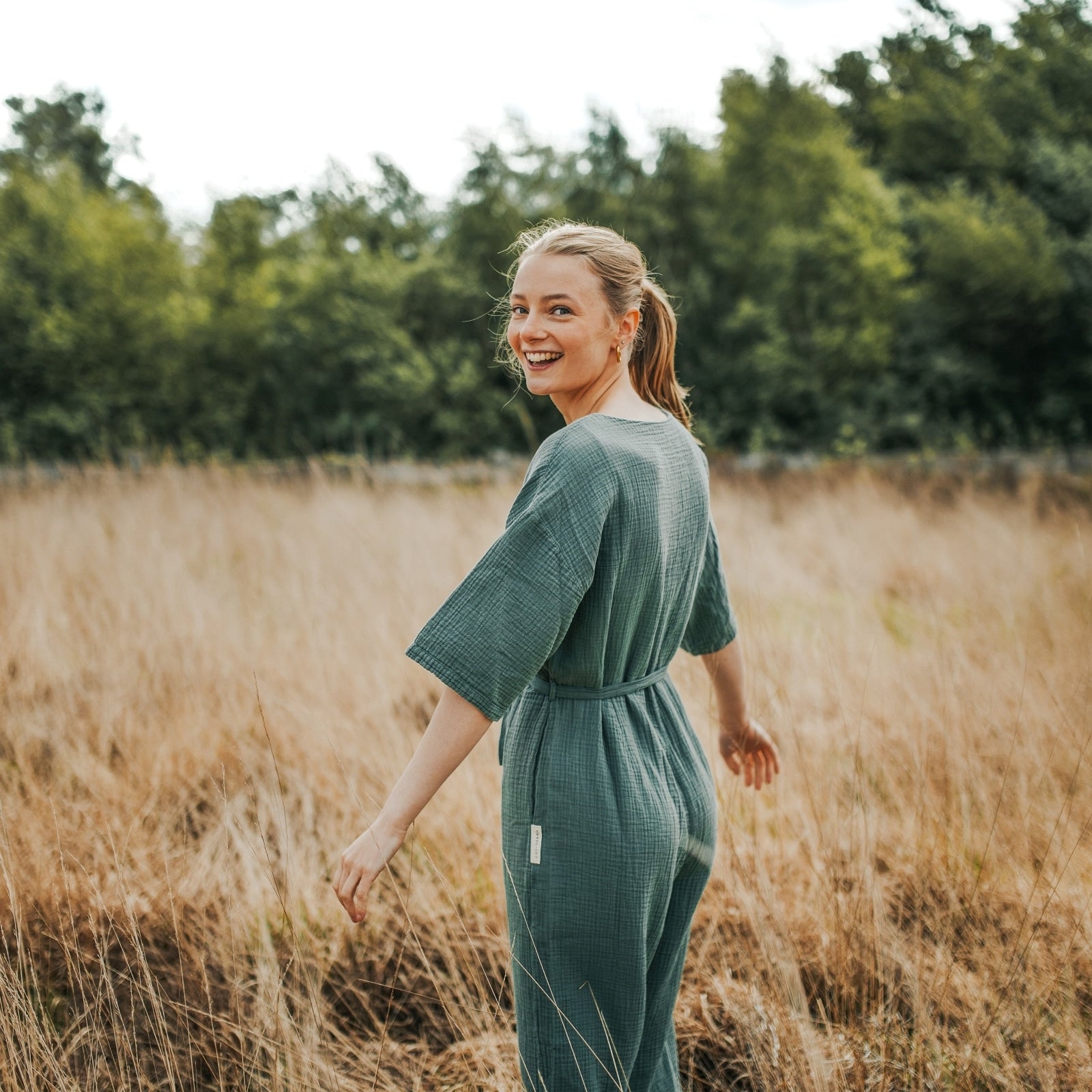 NORDLICHT Linn Musselin Jumpsuit Bio-Baumwolle Gr. M