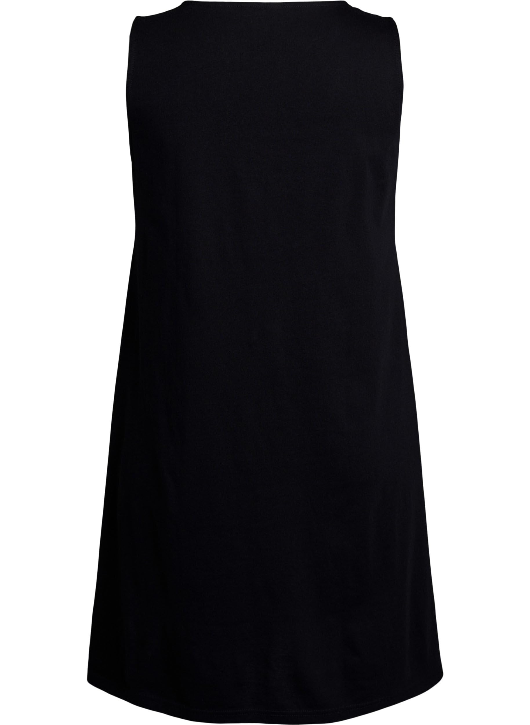 Zizzi Kleid Baumwolle Rundhals A-Linie Schwarz 46-48