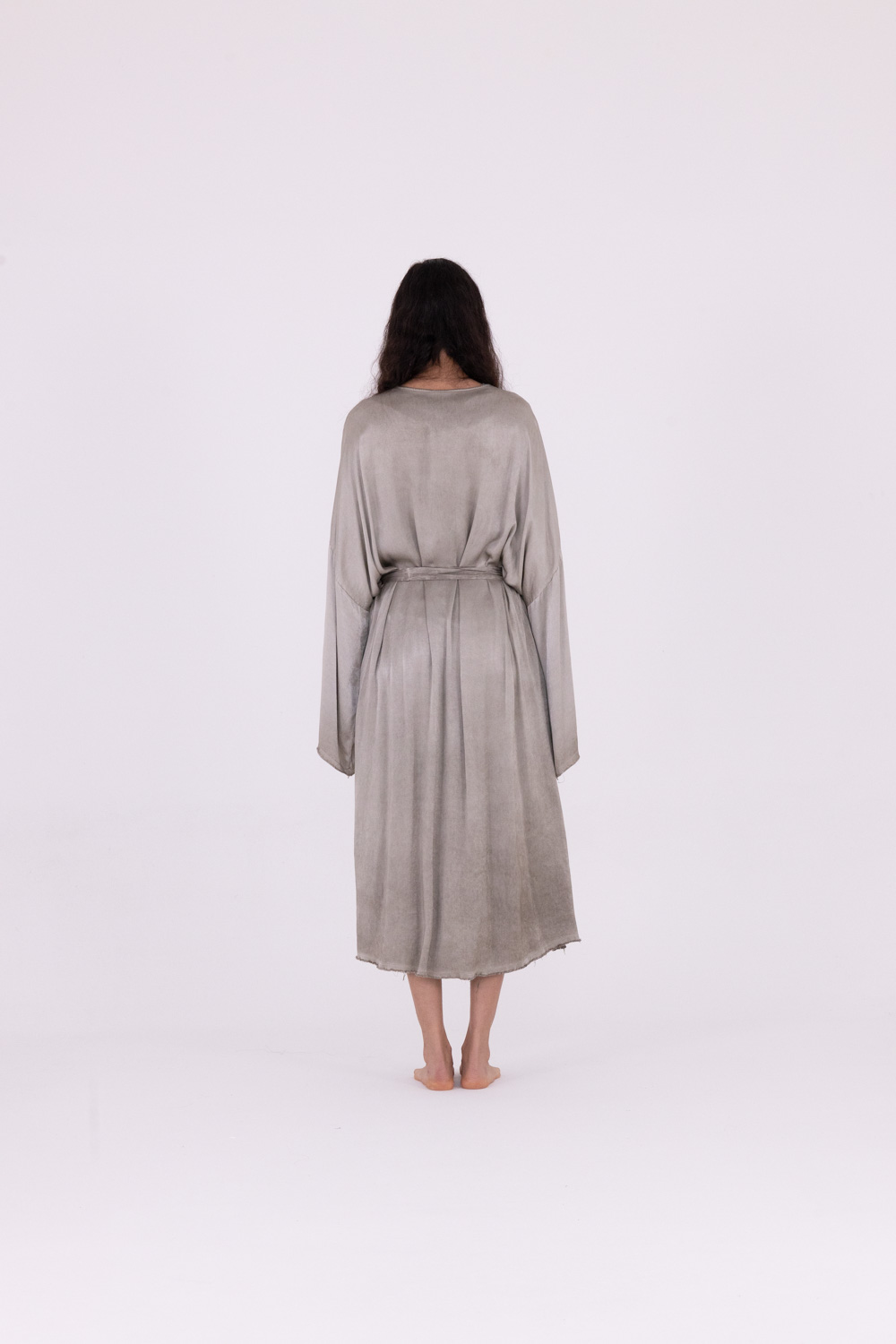 Sanctamuerte Abiti Kimono Lungo Kleid Viskose lang