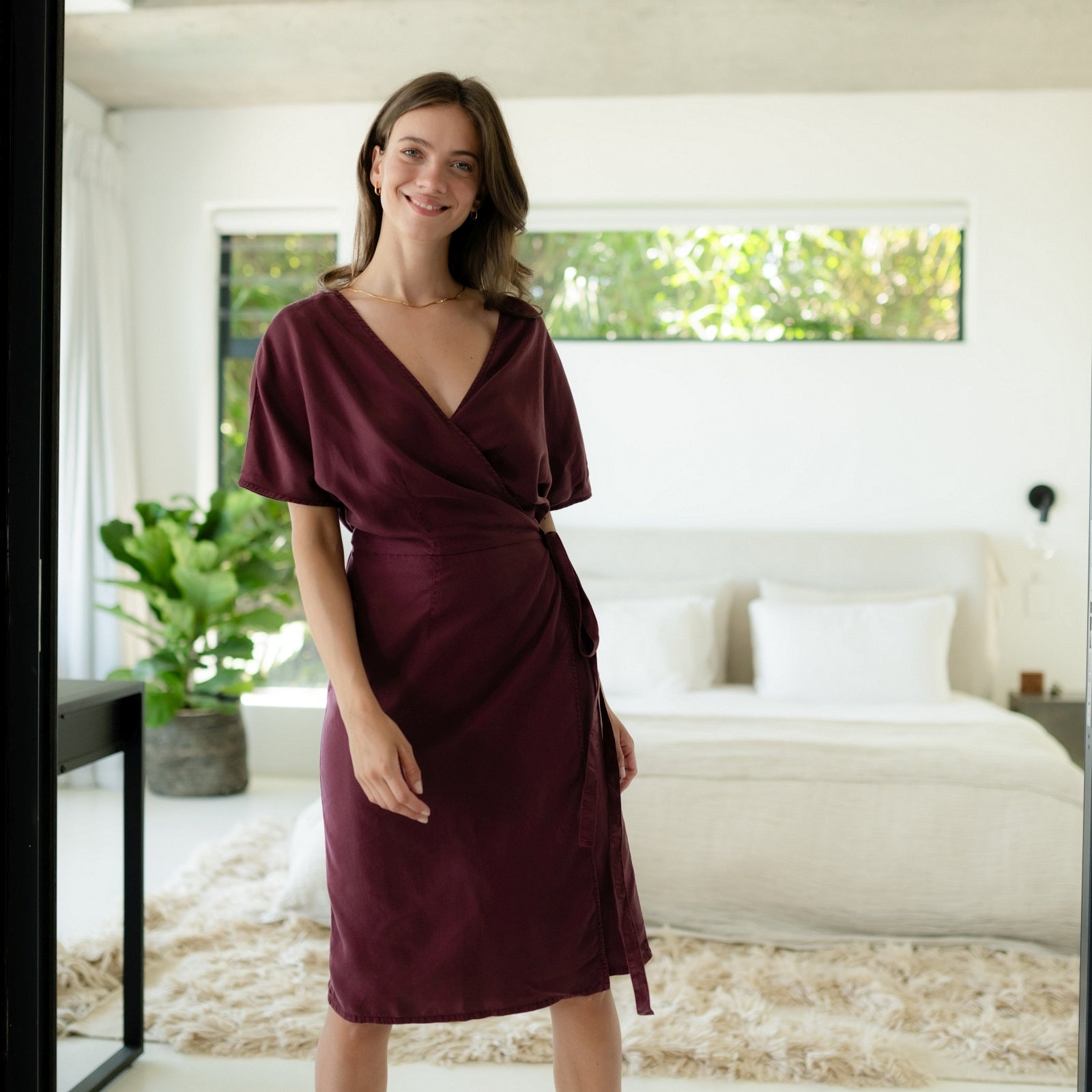 NORDLICHT Kleider Tilda Wickelkleid Rot Tencel