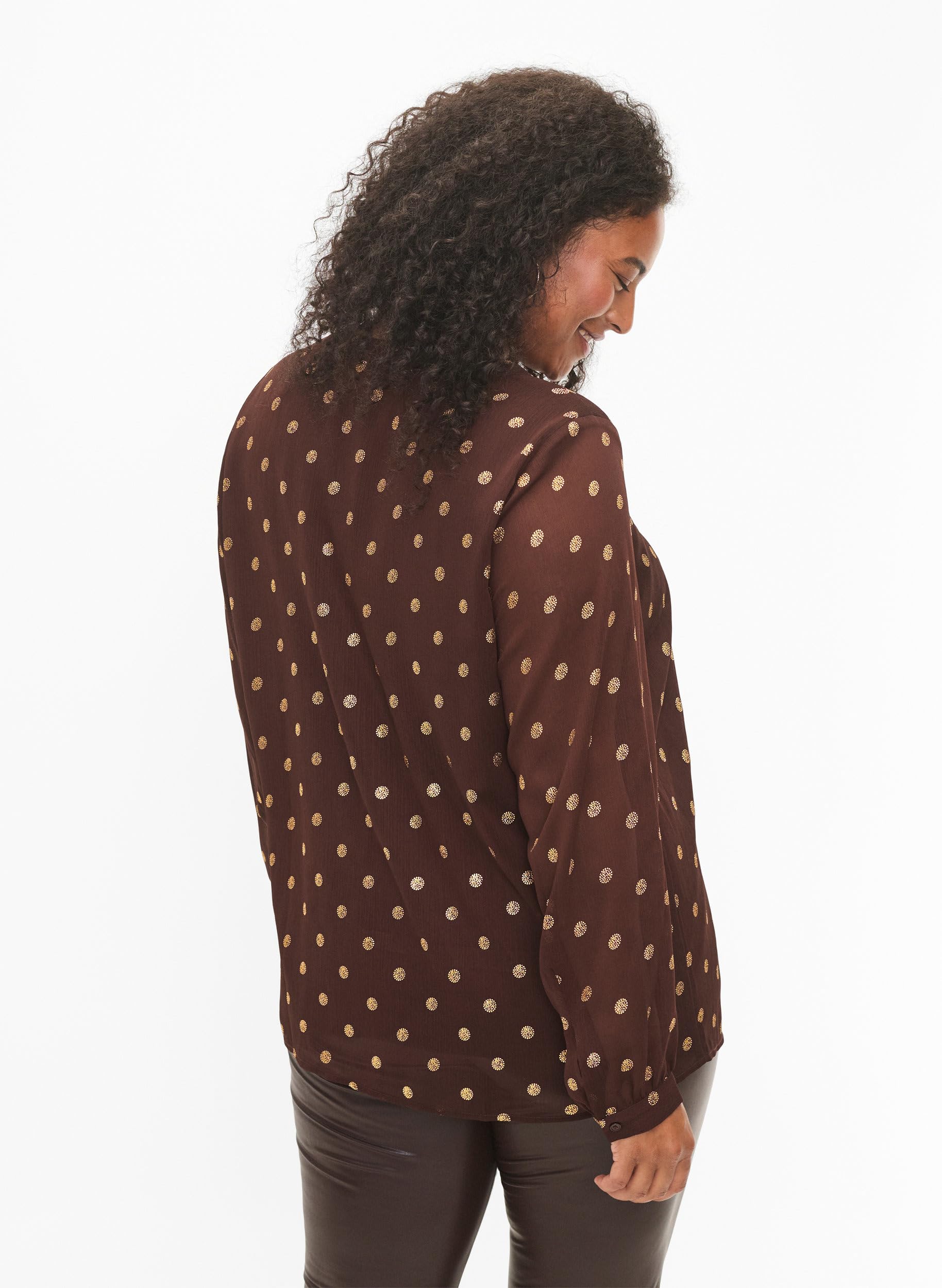 Zizzi Bluse Allover-Print V-Ausschnitt Langarm Große Größen